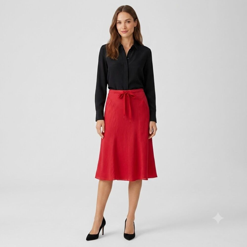 MNG Mango Red A-Line Skirt Size 10 Side Zipper Casual Summer Colorful
